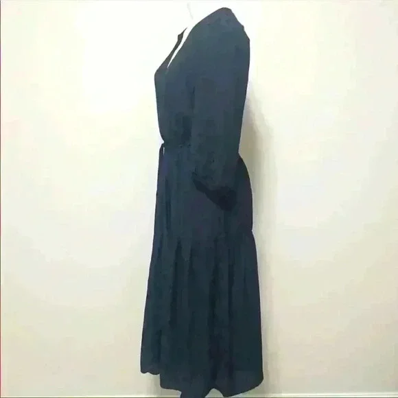 Banana Republic Puff-Sleeve Satin Jacquard Midi Dress